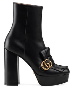 Gucci ботильоны с логотипом GG и бахромой