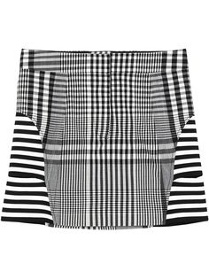 Burberry клетчатая юбка мини со вставками в полоску