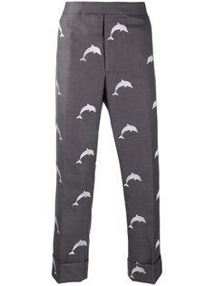 Thom Browne dolphin embroidered backstrap trousers