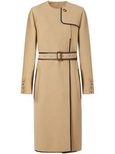 Burberry платье с поясом и контрастной окантовкой