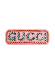 Gucci заколка для волос с логотипом из кристаллов