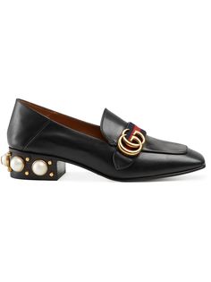 Gucci лоферы с декорацией на каблуке