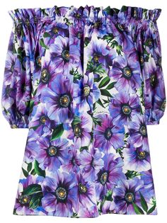 Dolce & Gabbana блузка с открытыми плечами и цветочным принтом