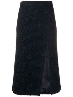 Etro твидовая юбка с боковым разрезом