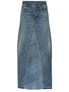 Saint Laurent джинсовая юбка макси с завышенной талией