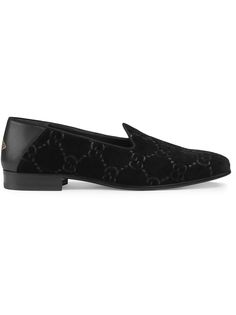 Gucci бархатные лоферы с узором GG