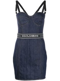 Dolce & Gabbana джинсовое платье с поясом и логотипом