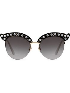 Gucci Eyewear солнцезащитные очки в оправе "кошачий глаз" с жемчугом