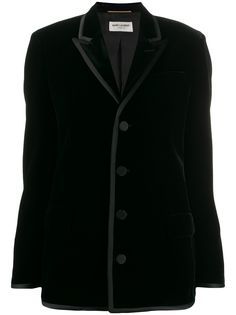 Saint Laurent бархатный блейзер с объемными плечами