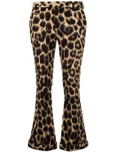 R13 расклешенные брюки с леопардовым узором