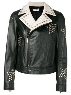 Saint Laurent байкерская куртка с заклепками