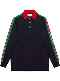 Gucci рубашка-поло с контрастной отделкой и логотипом