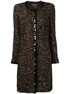 Chanel Pre-Owned твидовое пальто 2000-х годов