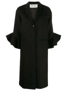 Valentino однобортное пальто с оборками