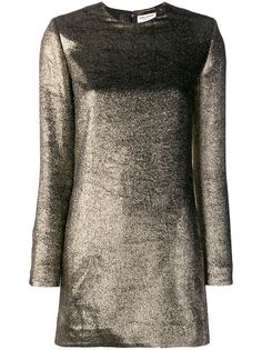 Saint Laurent платье мини с эффектом металлик