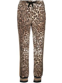 Dolce & Gabbana спортивные брюки с леопардовым принтом и логотипом
