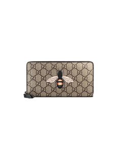 Gucci кошелек на молнии GG Supreme с пчелой