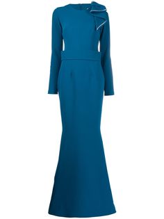 Safiyaa ruffle-shoulder fishtail-hem gown
