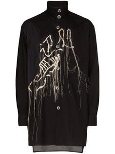 Yohji Yamamoto куртка-рубашка с вышивкой