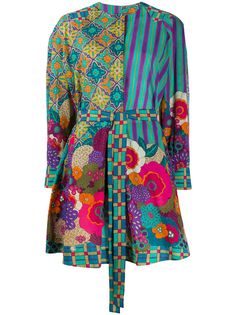Alberta Ferretti платье-рубашка с узором и завязками