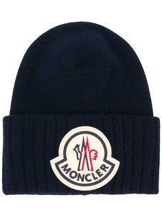 Moncler шапка бини с нашивкой-логотипом