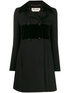 Yves Saint Laurent Pre-Owned пальто с бархатной отделкой