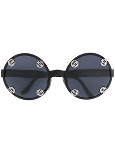 Chanel Pre-Owned солнцезащитные очки в круглой оправе с логотипом CC