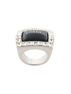Chanel Pre-Owned кольцо с логотипом и стразами