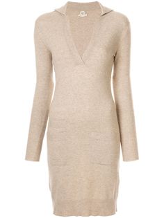 Hermès кашемировое платье-джемпер с V-образным вырезом Hermes
