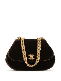 Chanel Pre-Owned бархатная сумка на плечо 1994-го года с цепочкой