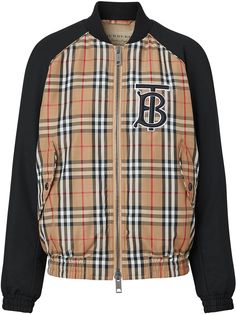 Burberry куртка-бомбер в клетку Vintage Check с монограммой