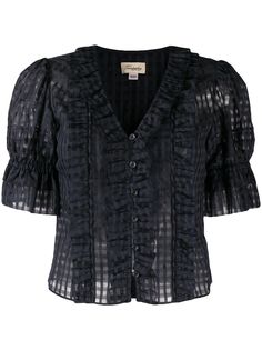 Temperley London полупрозрачная блузка с короткими рукавами и вышивкой