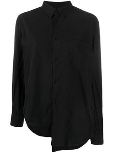 Black Comme Des Garçons рубашка асимметричного кроя с жатым эффектом