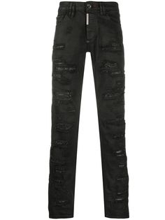 Philipp Plein джинсы прямого кроя с эффектом потертости
