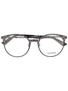 Balenciaga Eyewear очки в круглой оправе с зебровым принтом