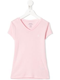 Ralph Lauren Kids футболка с V -образным вырезом и вышитым логотипом