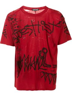 Sankuanz футболка с принтом граффити и металлическим декором