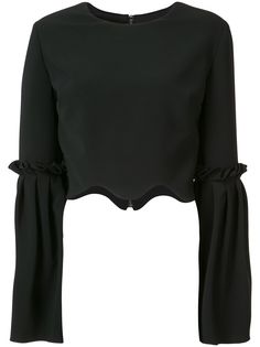 Christian Siriano укороченная креповая блузка с волнистыми краями