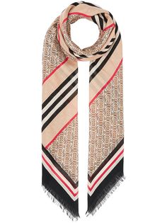 Burberry шарф в полоску Icon Stripe с монограммой