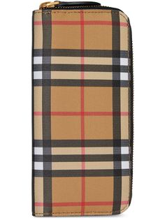 Burberry кошелек с круговой молнией в клетку Vintage Check