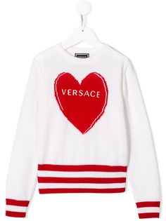 Young Versace трикотажный джемпер Heart с логотипом