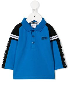 Boss Kids рубашка-поло с логотипом и полосками