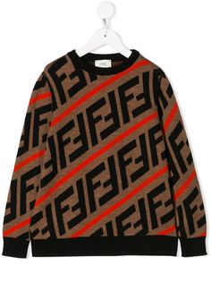 Fendi Kids трикотажный свитер с декором FF
