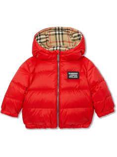 Burberry Kids двусторонний пуховик в клетку Vintage Check