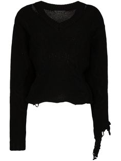 Blindness джемпер с V-образным вырезом и эффектом потертости