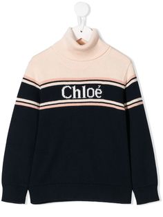 Chloé Kids джемпер в рубчик с высоким воротником