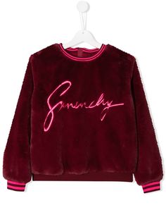 Givenchy Kids толстовка из искусственного меха с вышивкой