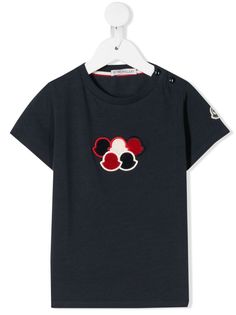 Moncler Kids футболка с вышитым логотипом