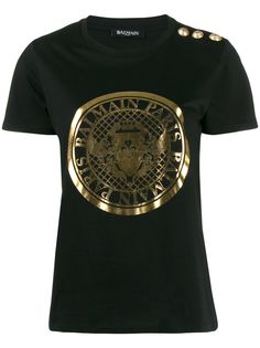 Balmain футболка с логотипом металлик