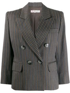 Yves Saint Laurent Pre-Owned двубортный пиджак 1980-х годов в тонкую полоску